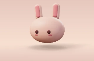 A round peach companion with rabbit ears